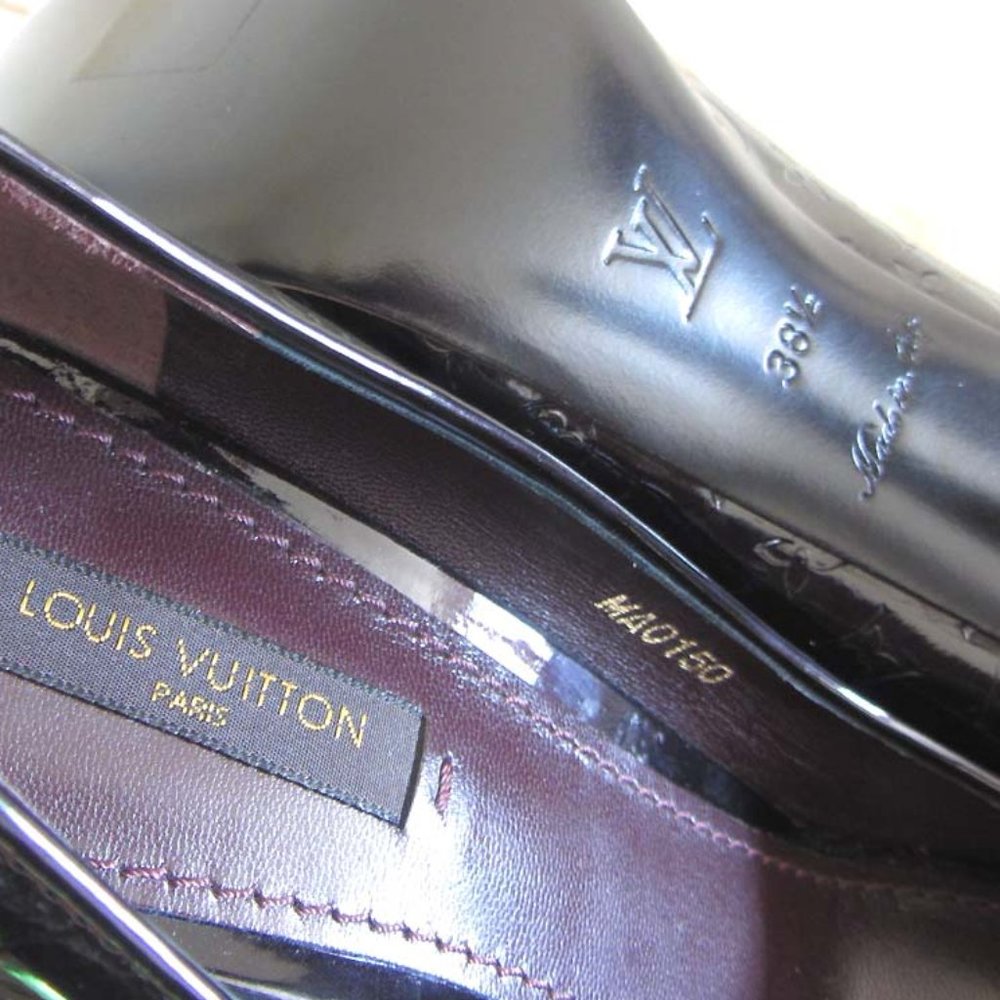 new LOUIS VUITTON Monogram Vernis chain peep toe pumps 8.5 US 38.5 - Picture 7 of 13